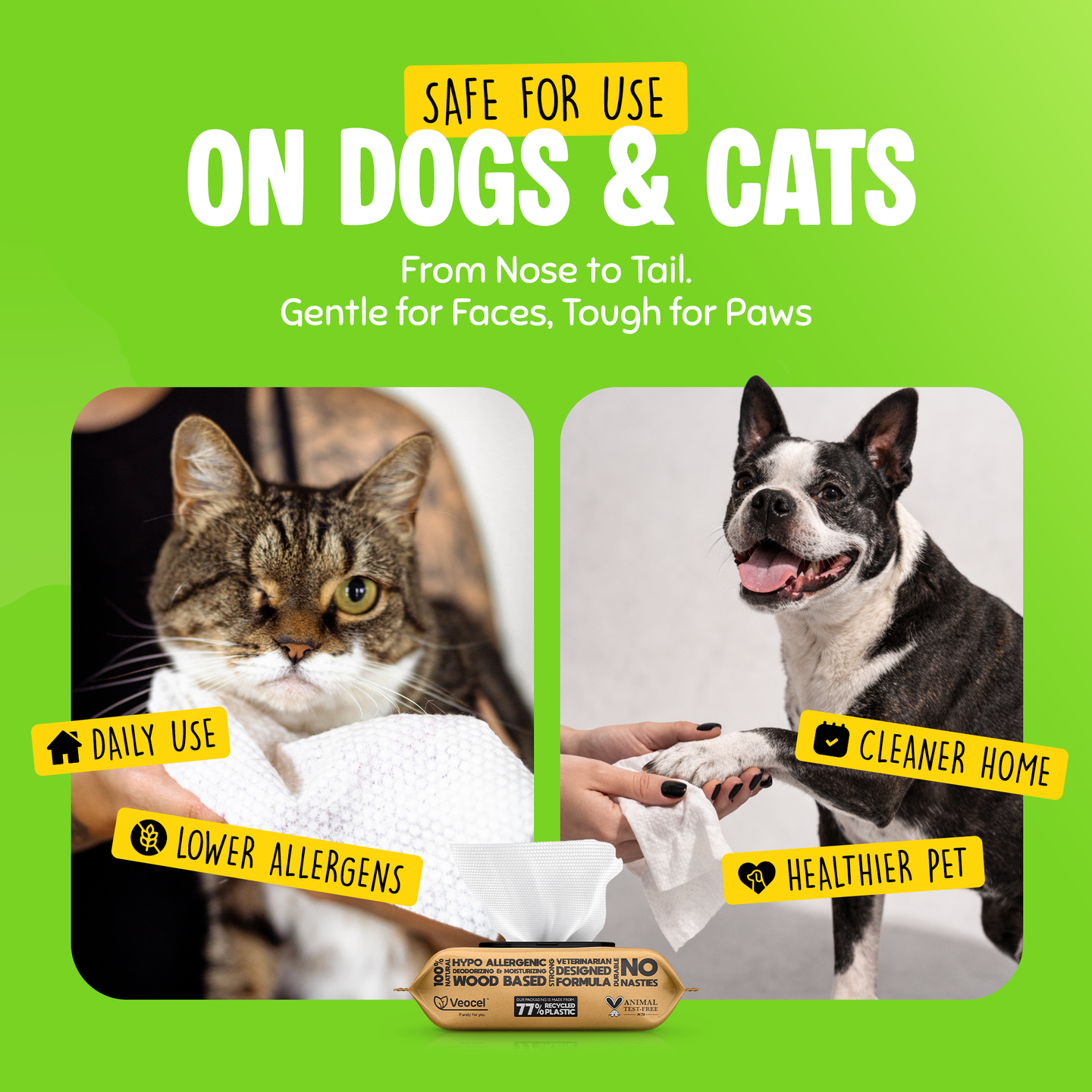 Lick-Safe Hypoallergenic Pet Wipes for Dogs & Cats