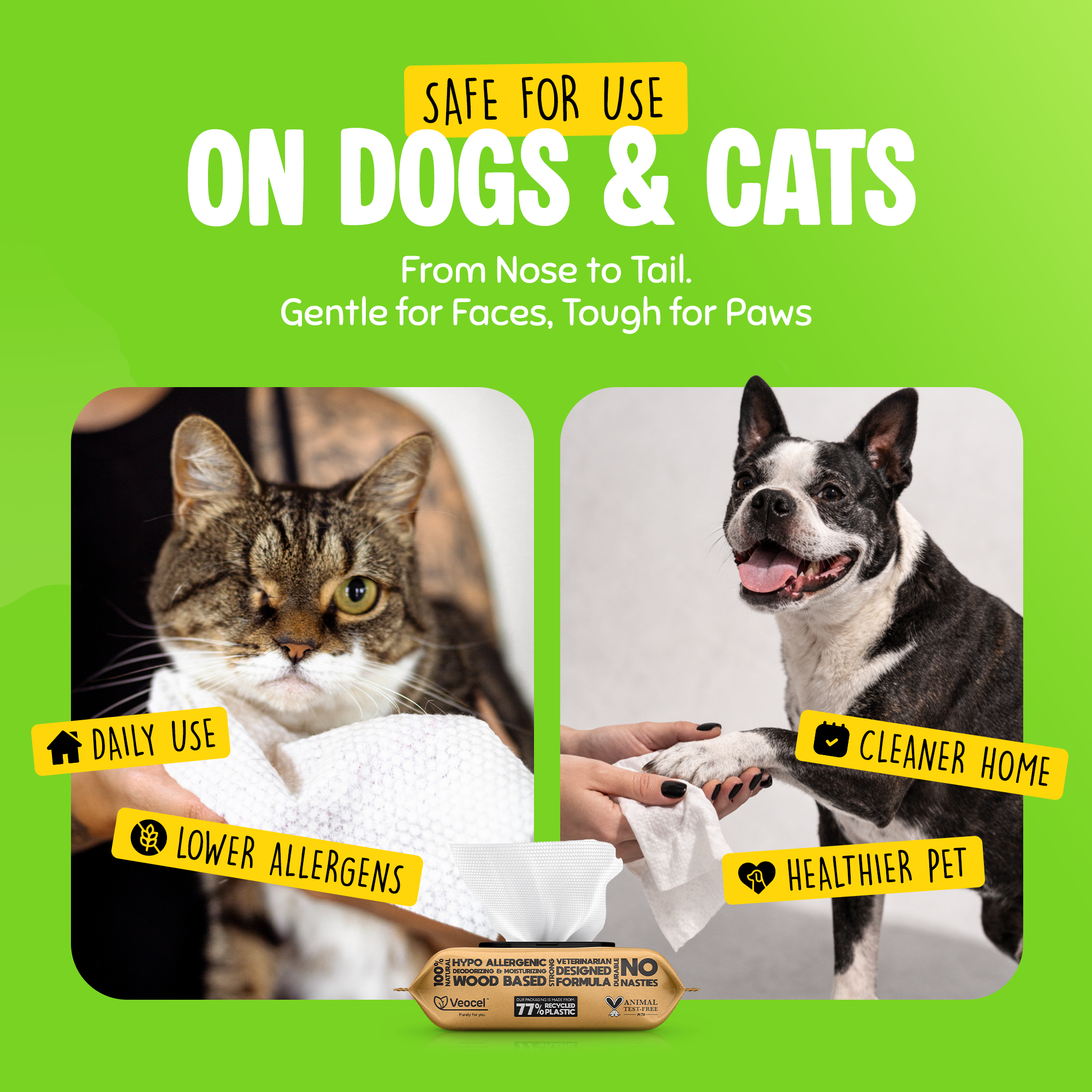 Lick-Safe Hypoallergenic Pet Wipes for Dogs & Cats