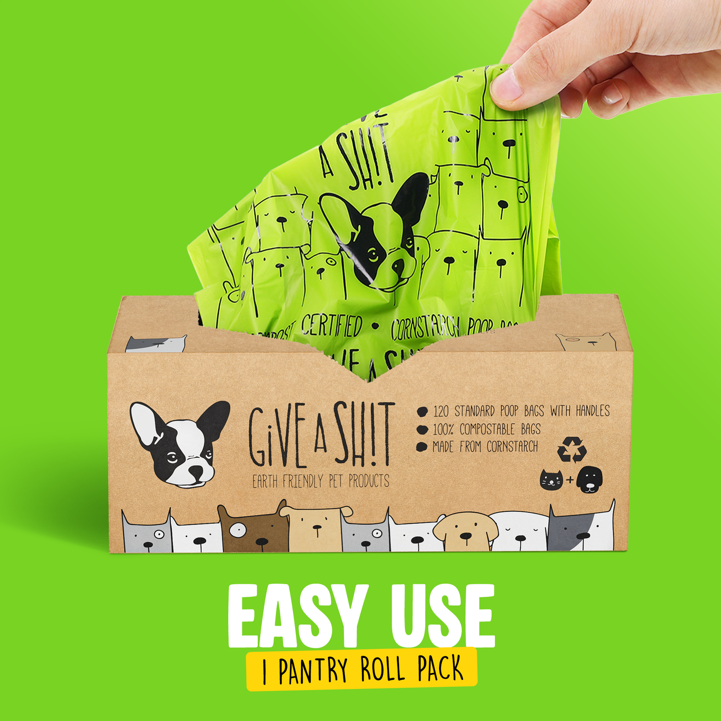 Certified Compostable Dog Poop Bags with Handles
