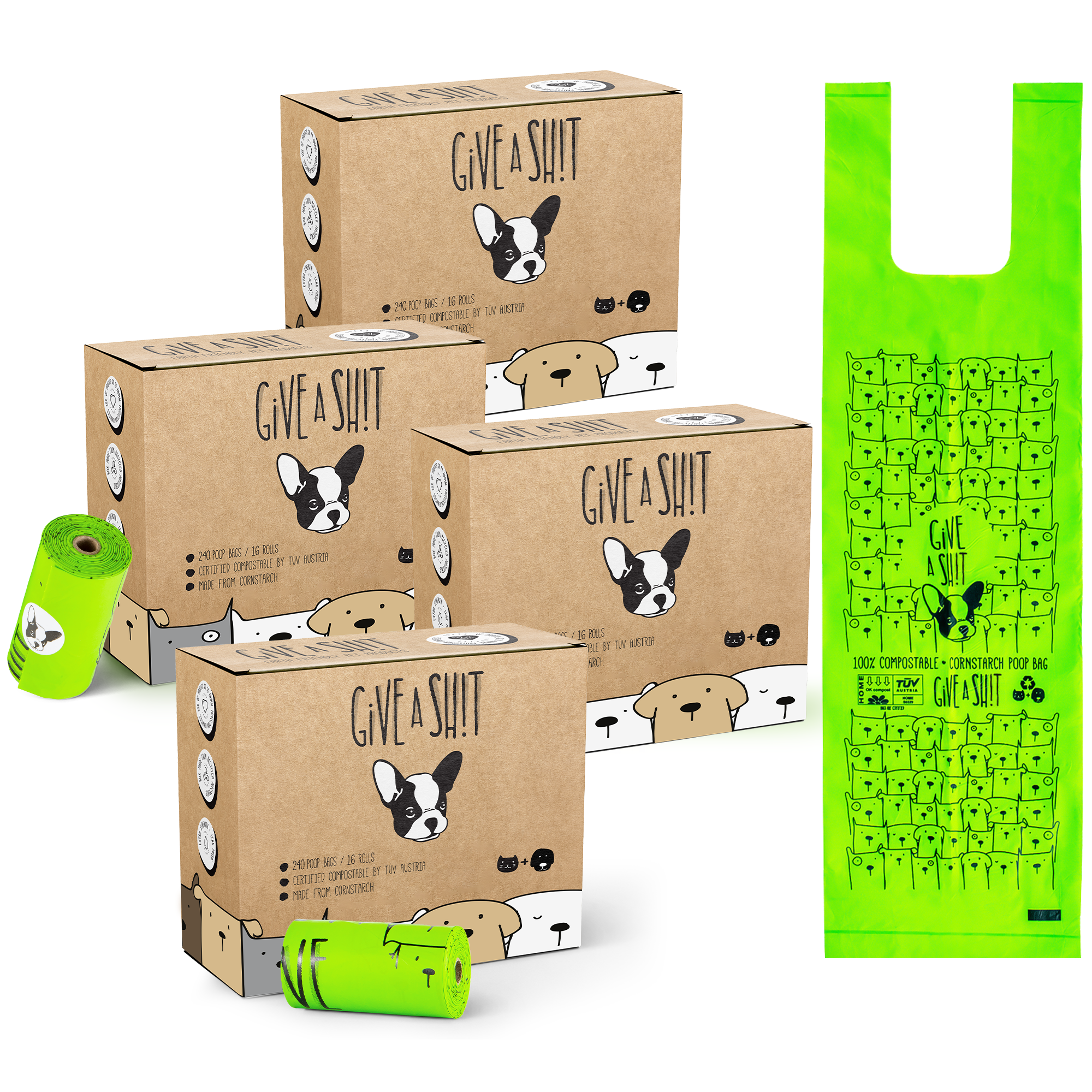 Extra Long Certified Compostable Dog Poop Bags with Handles