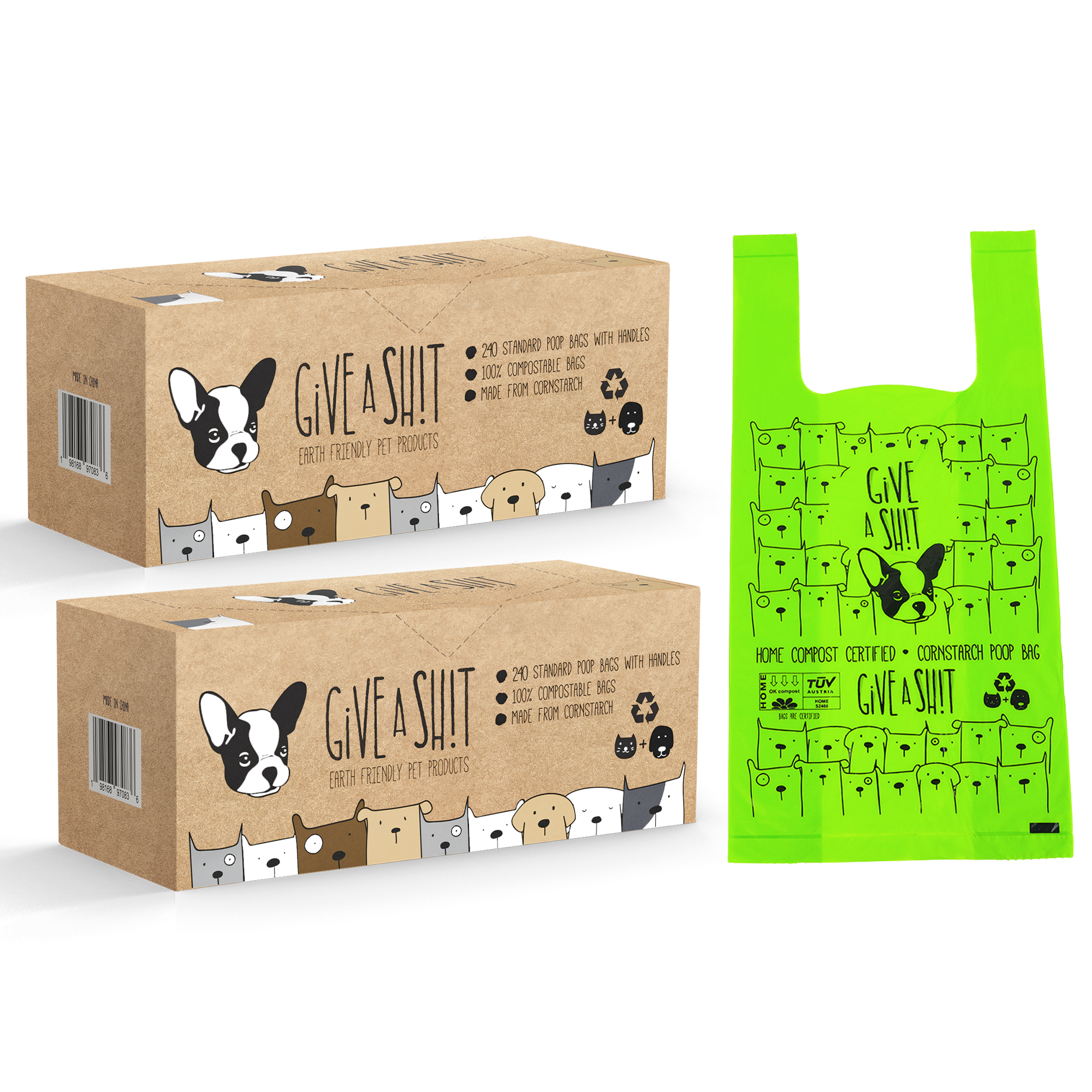 Certified Compostable Dog Poop Bags with Handles