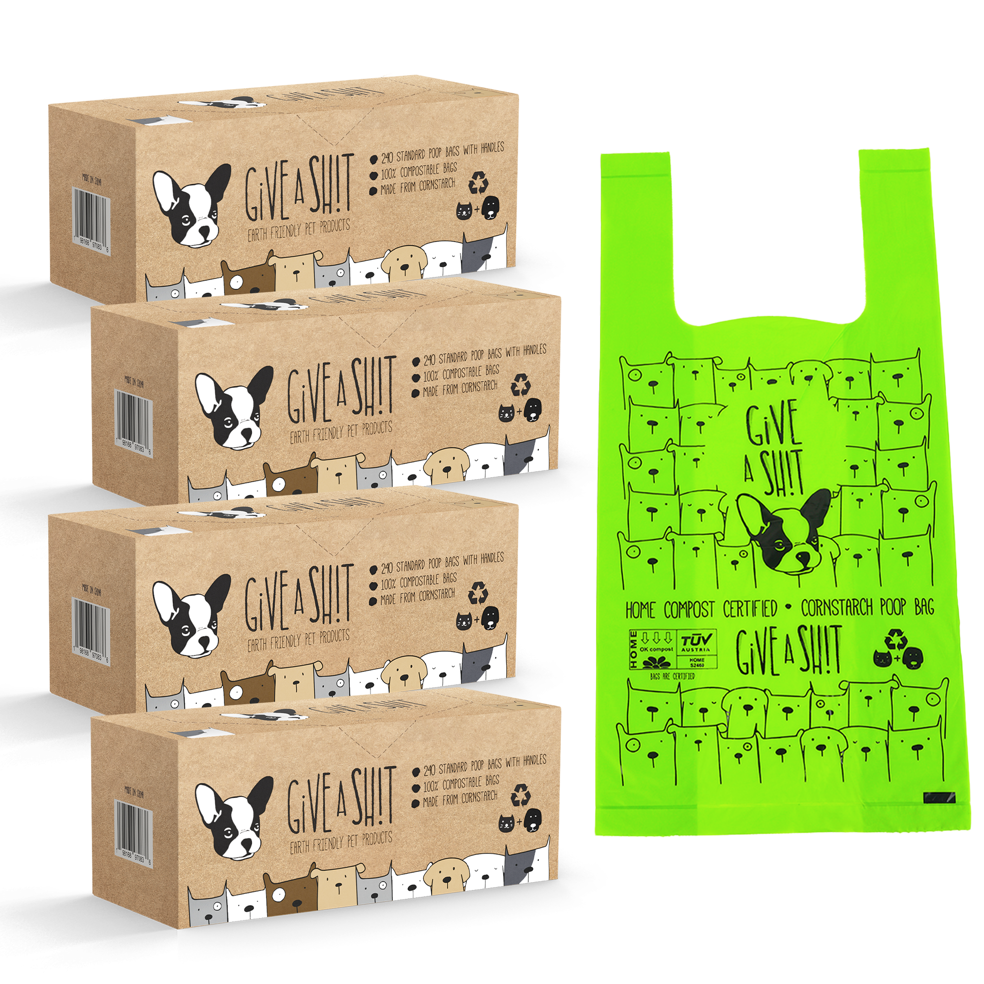 Certified Compostable Dog Poop Bags with Handles
