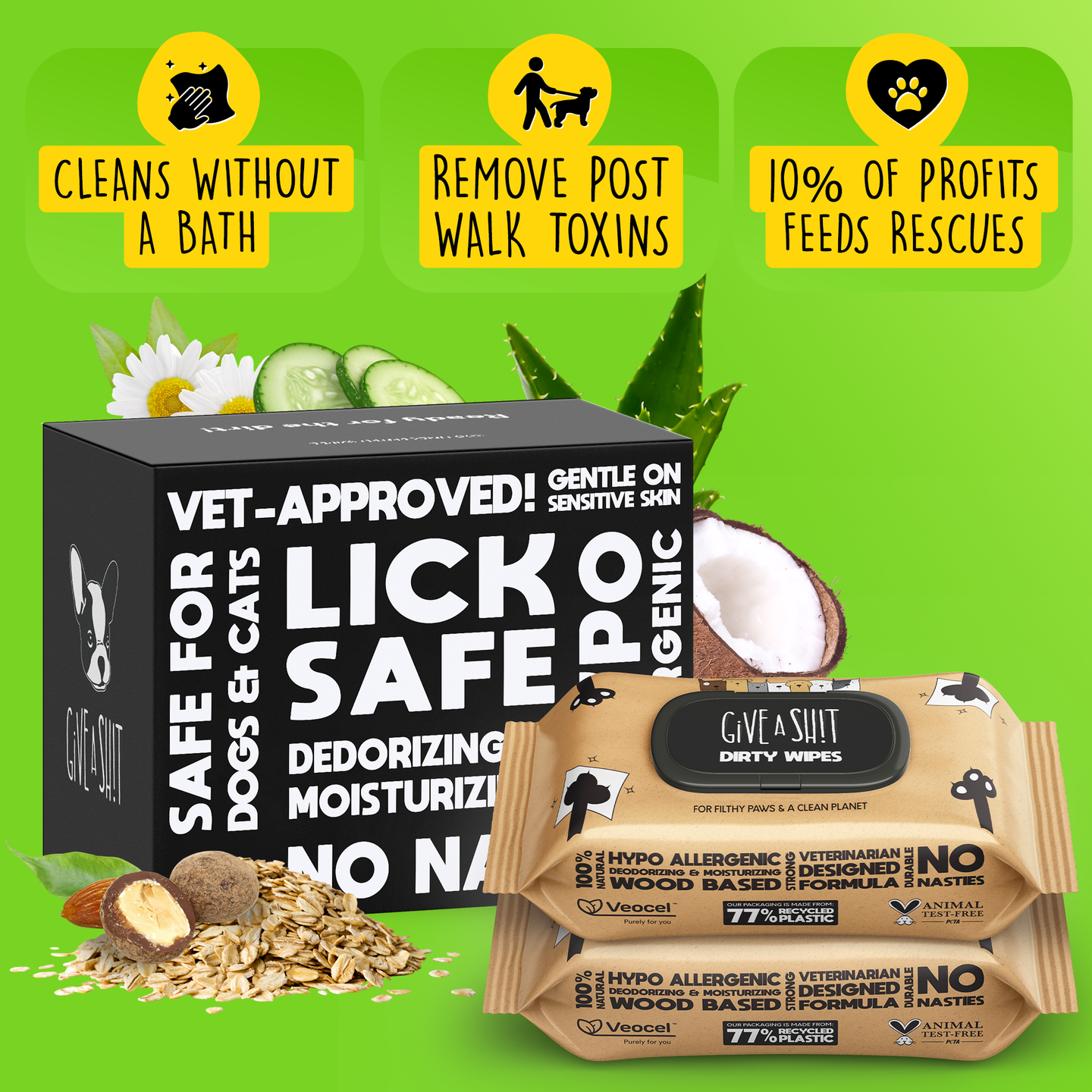 Lick-Safe Hypoallergenic Pet Wipes for Dogs & Cats